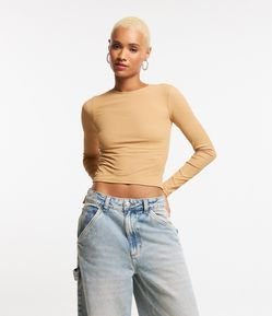 Blusa Manga Longa em Ribana de Poliamida