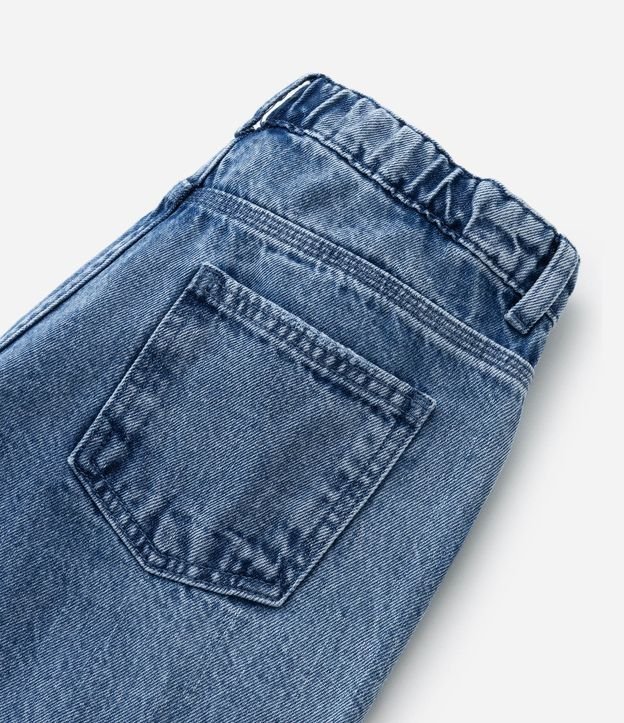 Calça Wide Leg Infantil em Jeans com Correntinha e Rasgos - Tam 5 a 14 Anos Azul 4