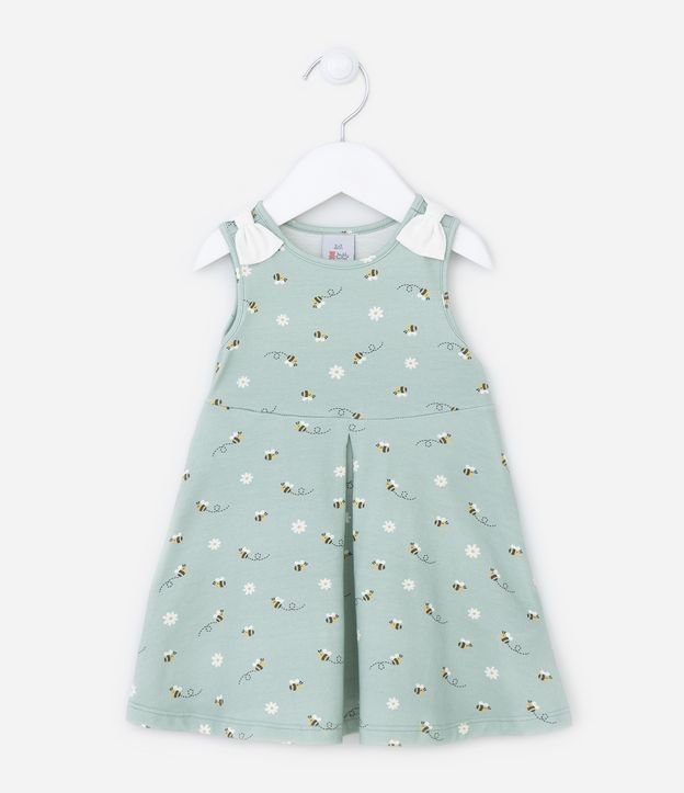Vestido Infantil com Lacinhos nos Ombros - Tam 0 a 18 meses