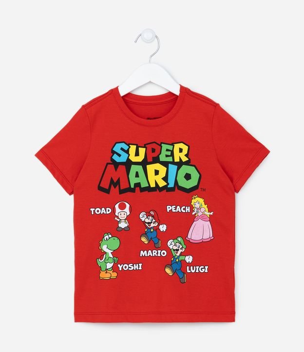 Camiseta Infantil com Estampa do Super Mário e Amigos - Tam 3 a 10 anos Vermelho 1
