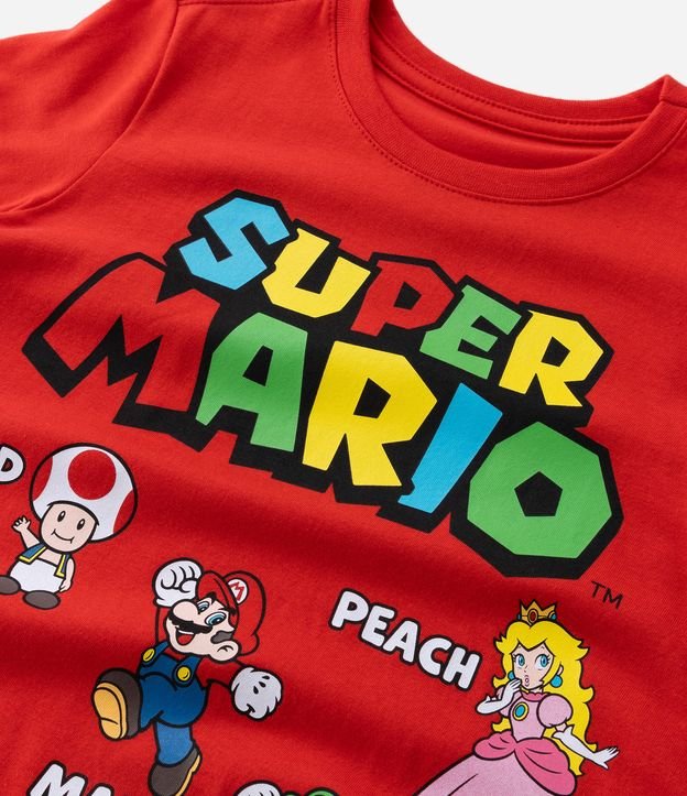 Camiseta Infantil com Estampa do Super Mário e Amigos - Tam 3 a 10 anos Vermelho 3