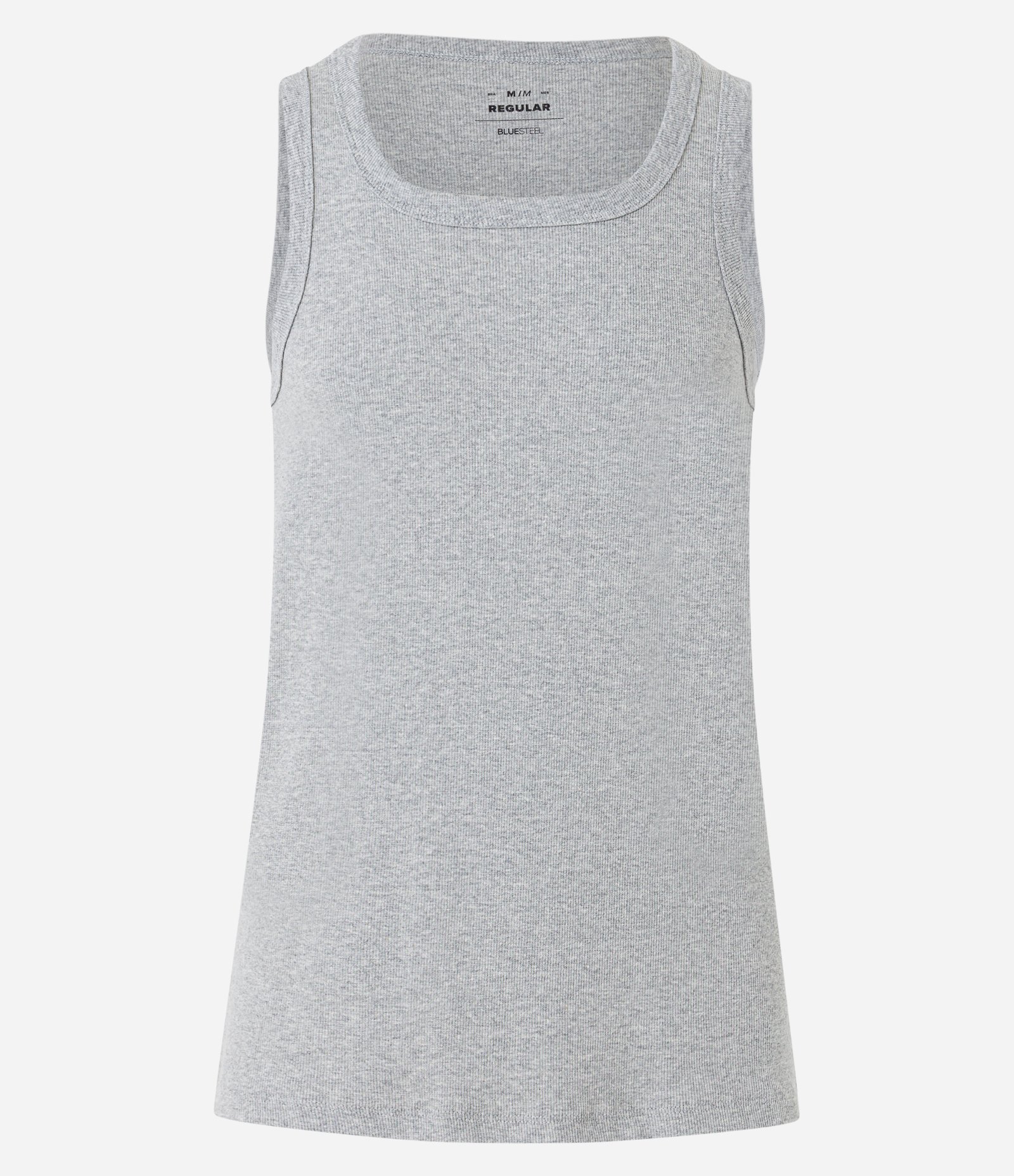 Regata Regular em Algodão com Fundo Mescla Cinza 5