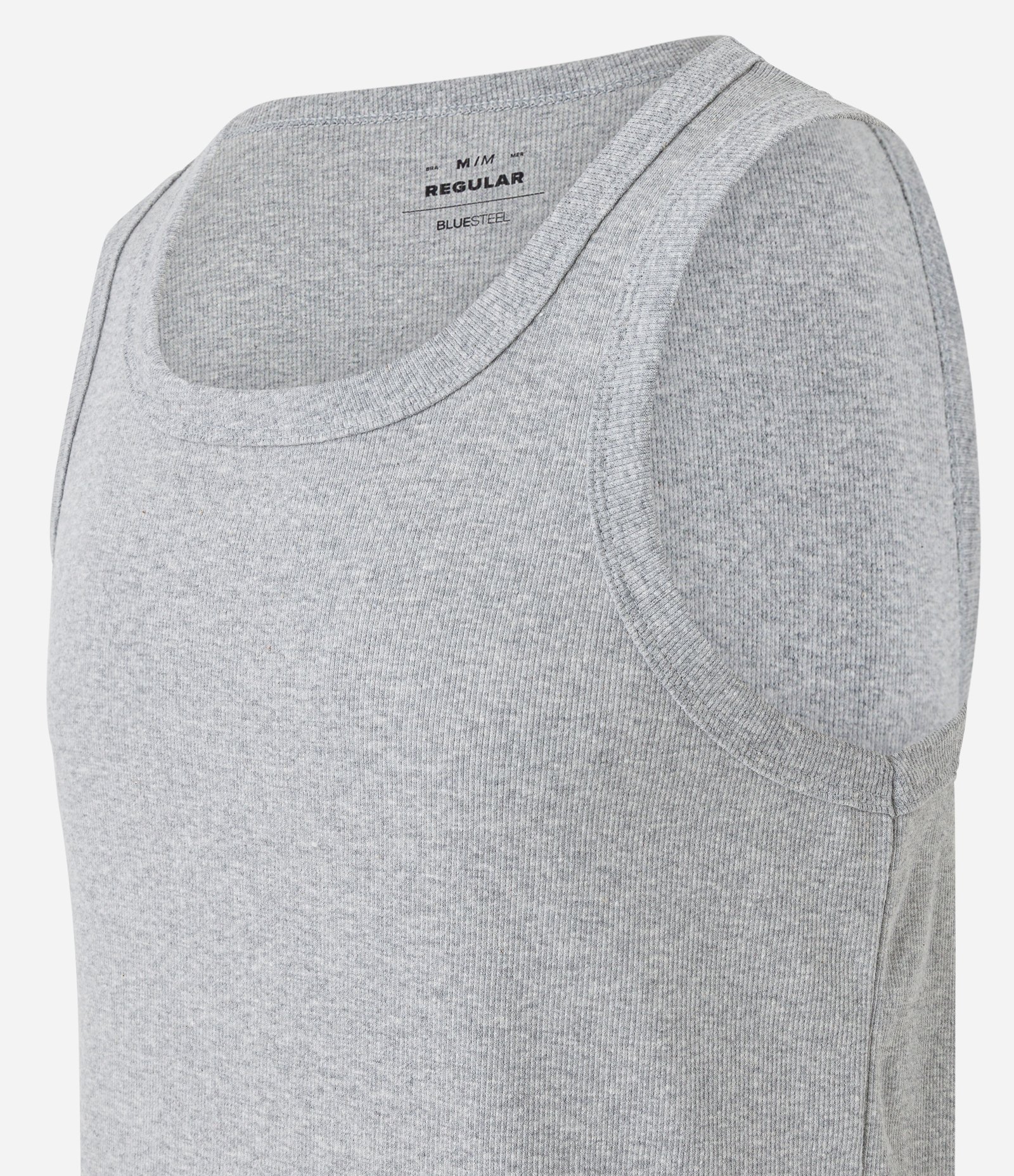 Regata Regular em Algodão com Fundo Mescla Cinza 6