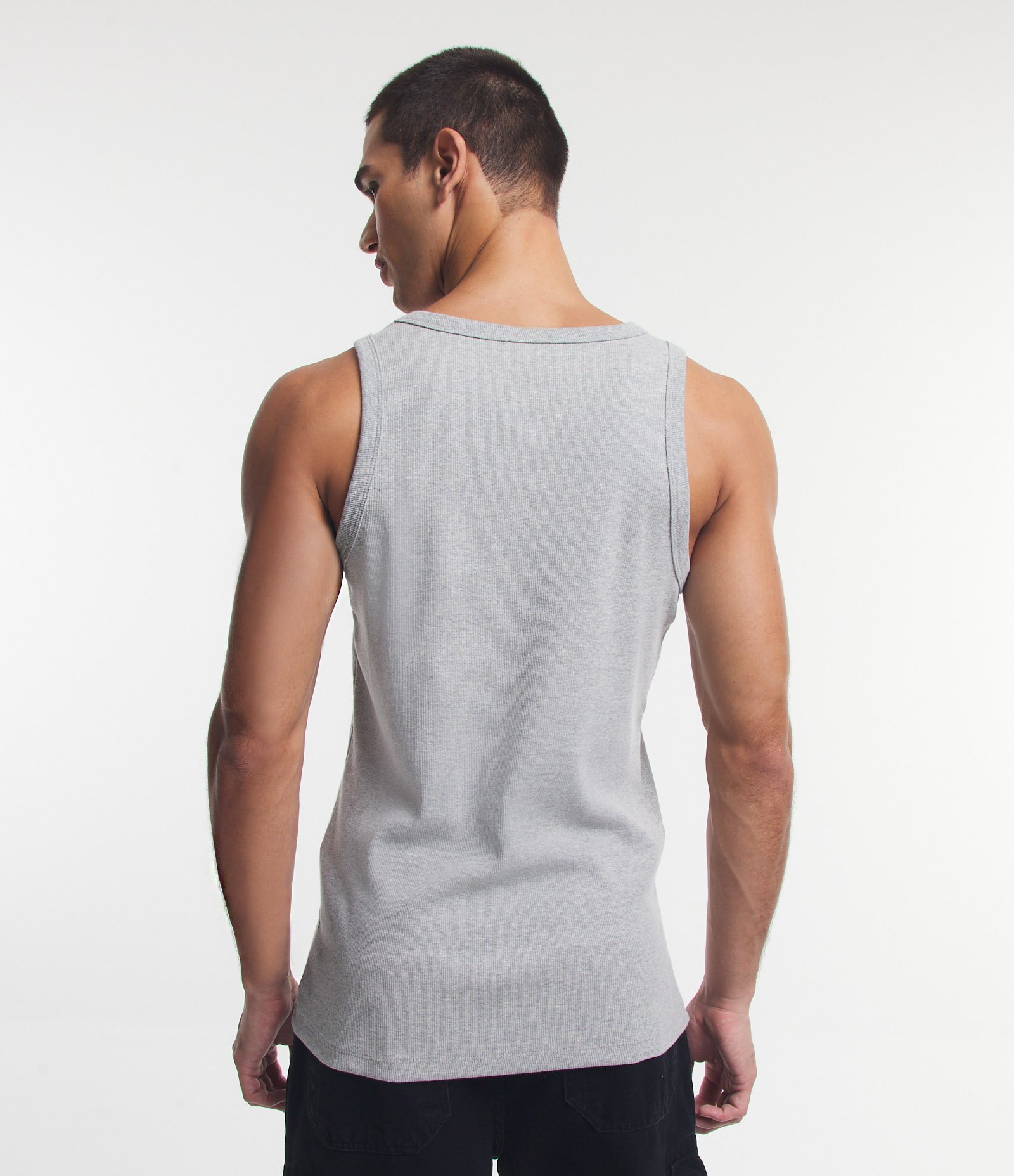 Regata Regular em Algodão com Fundo Mescla Cinza 3