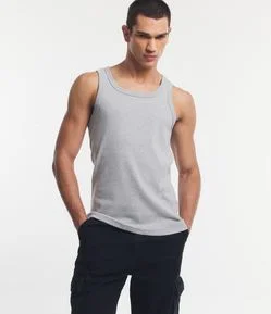 Regata Regular em Algodão com Fundo Mescla