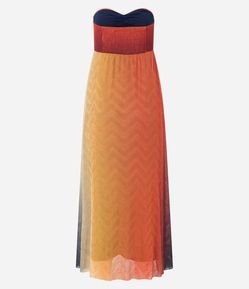 Vestido New Midi em Tule Degradê com Lastex nas Costas