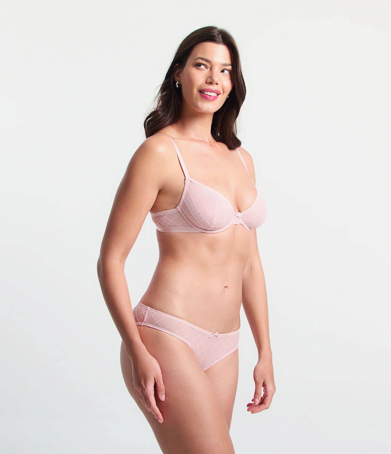 Calcinha Biquíni em Tule com Textura Rosa 2