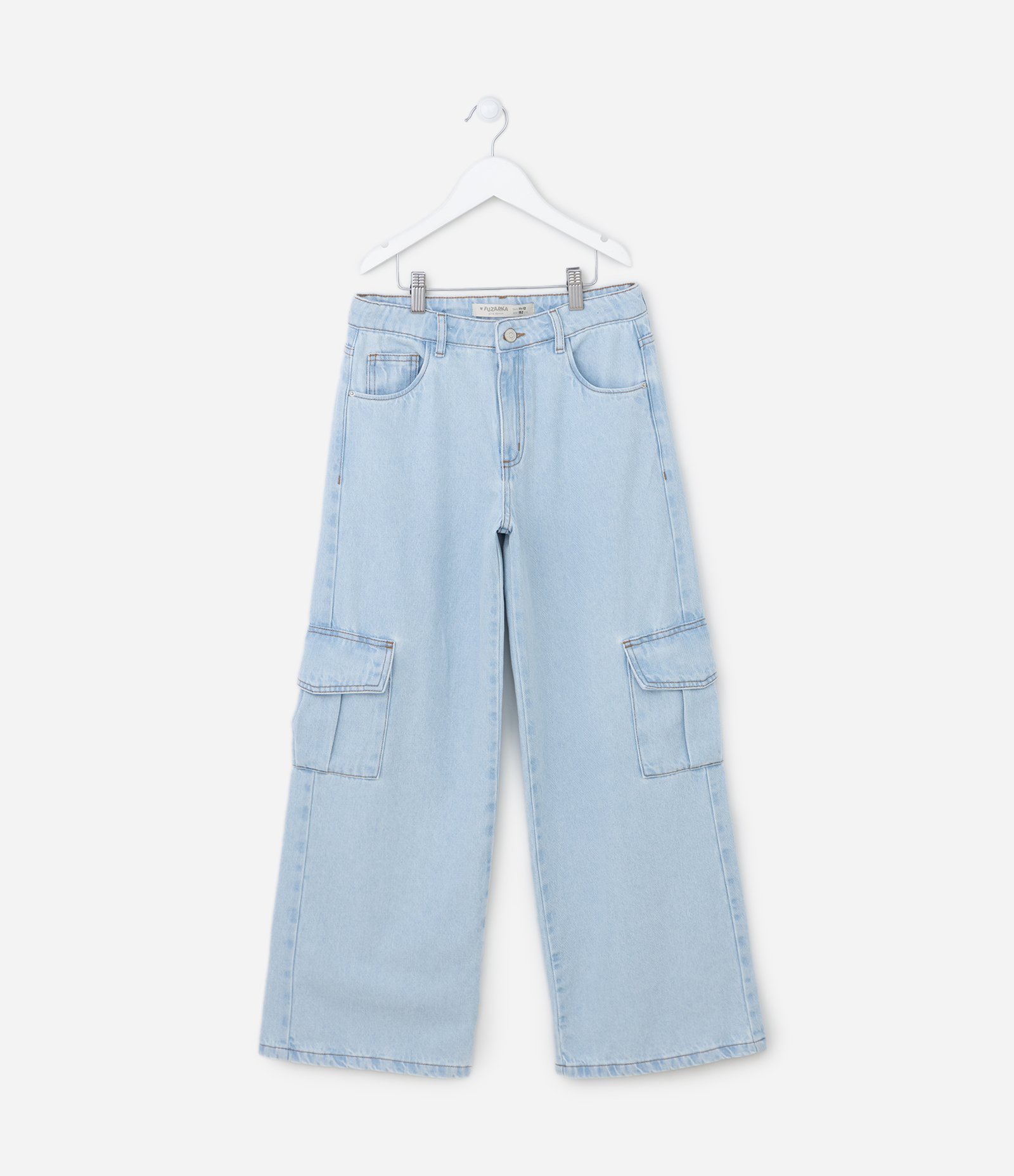 Calça Cargo Infantil Jeans - Tam 5 A 14 Anos Azul 1