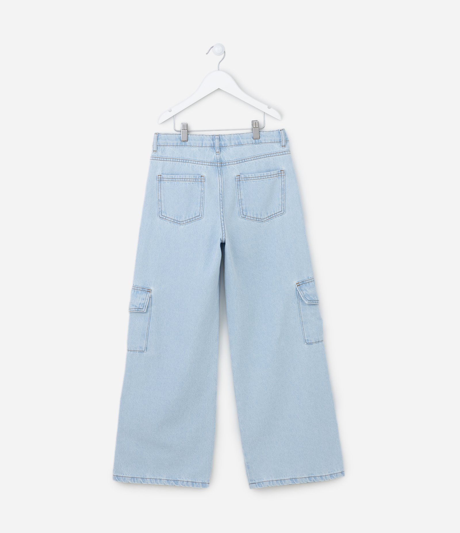 Calça Cargo Infantil Jeans - Tam 5 A 14 Anos Azul 2