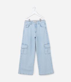 Calça Cargo Infantil Jeans - Tam 5 A 14 Anos