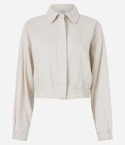 Jaqueta Bomber em Linho com Botões Frontais