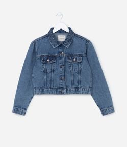 Jaqueta Infantil em Jeans com Tachinhas Aplicadas - Tam 5 a 14 anos