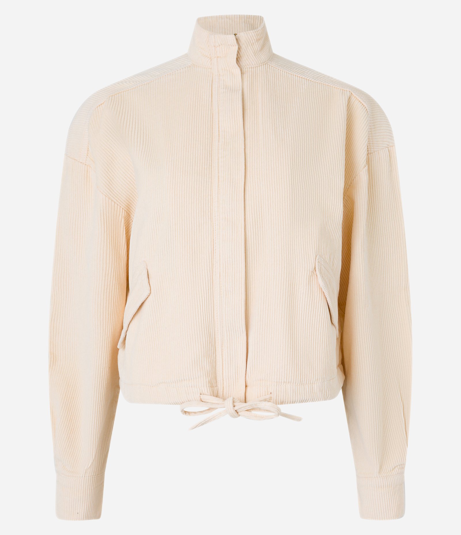 Jaqueta Bomber em Veludo Cotele com Bolsos de Lapela Bege 6