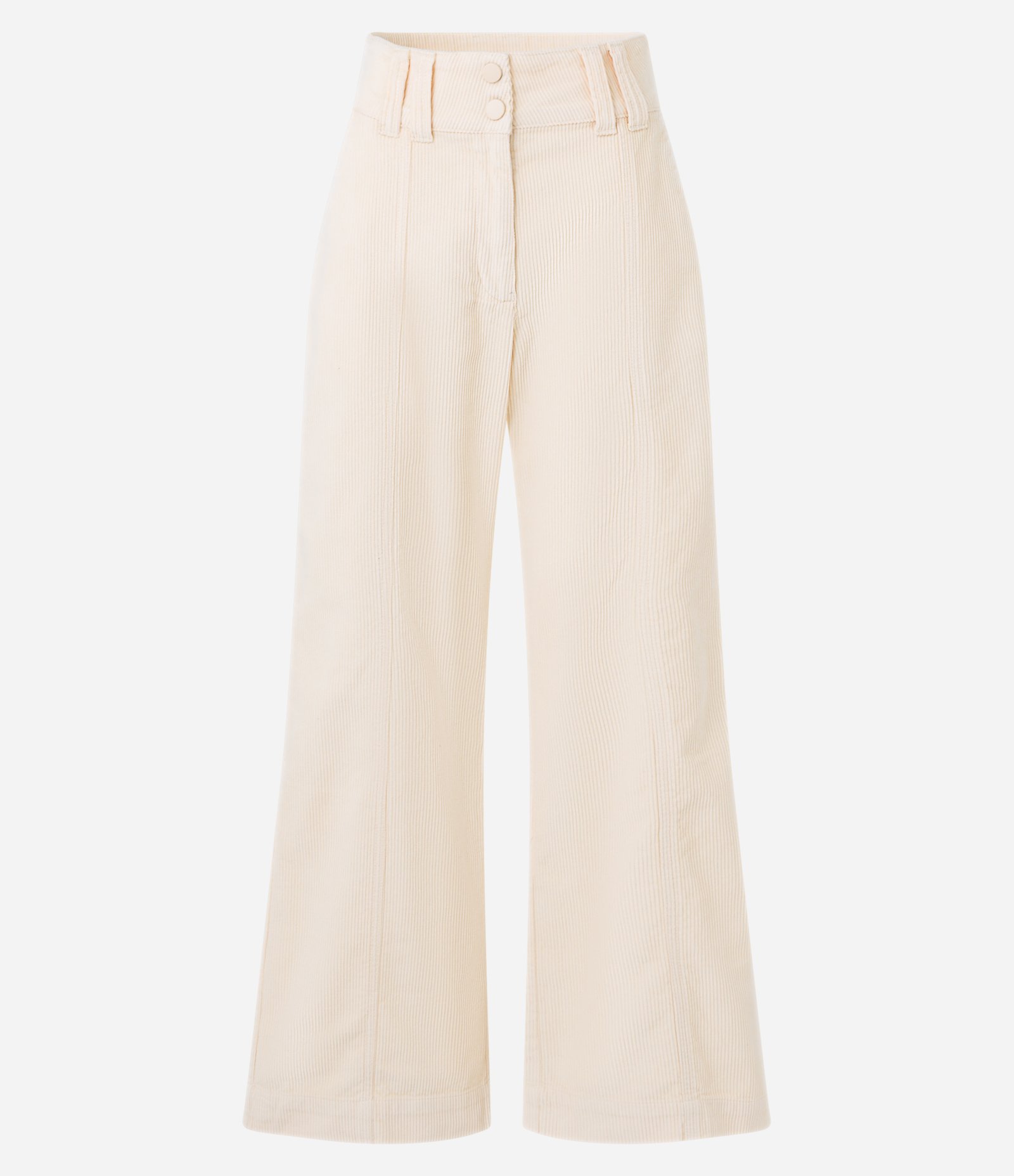 Calça Pantalona em Veludo Cotelê Ampla e com Recortes Bege 5