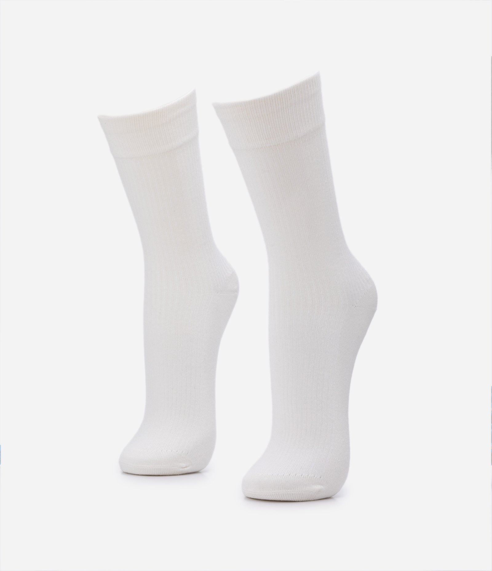 Meia Cano Médio em Viscose Texturizada Off White 1