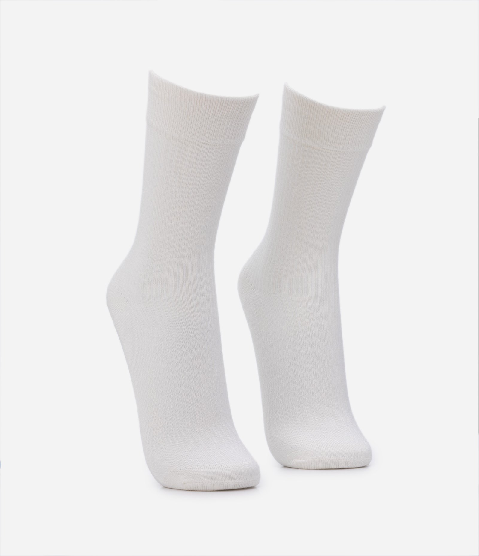 Meia Cano Médio em Viscose Texturizada Off White 2
