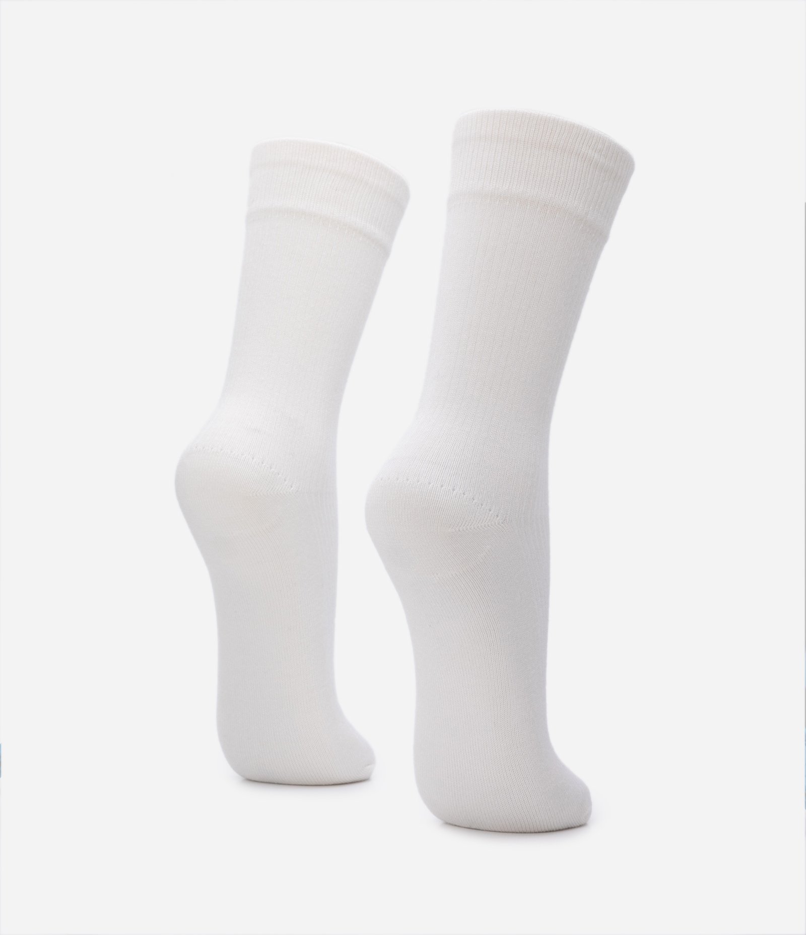 Meia Cano Médio em Viscose Texturizada Off White 3