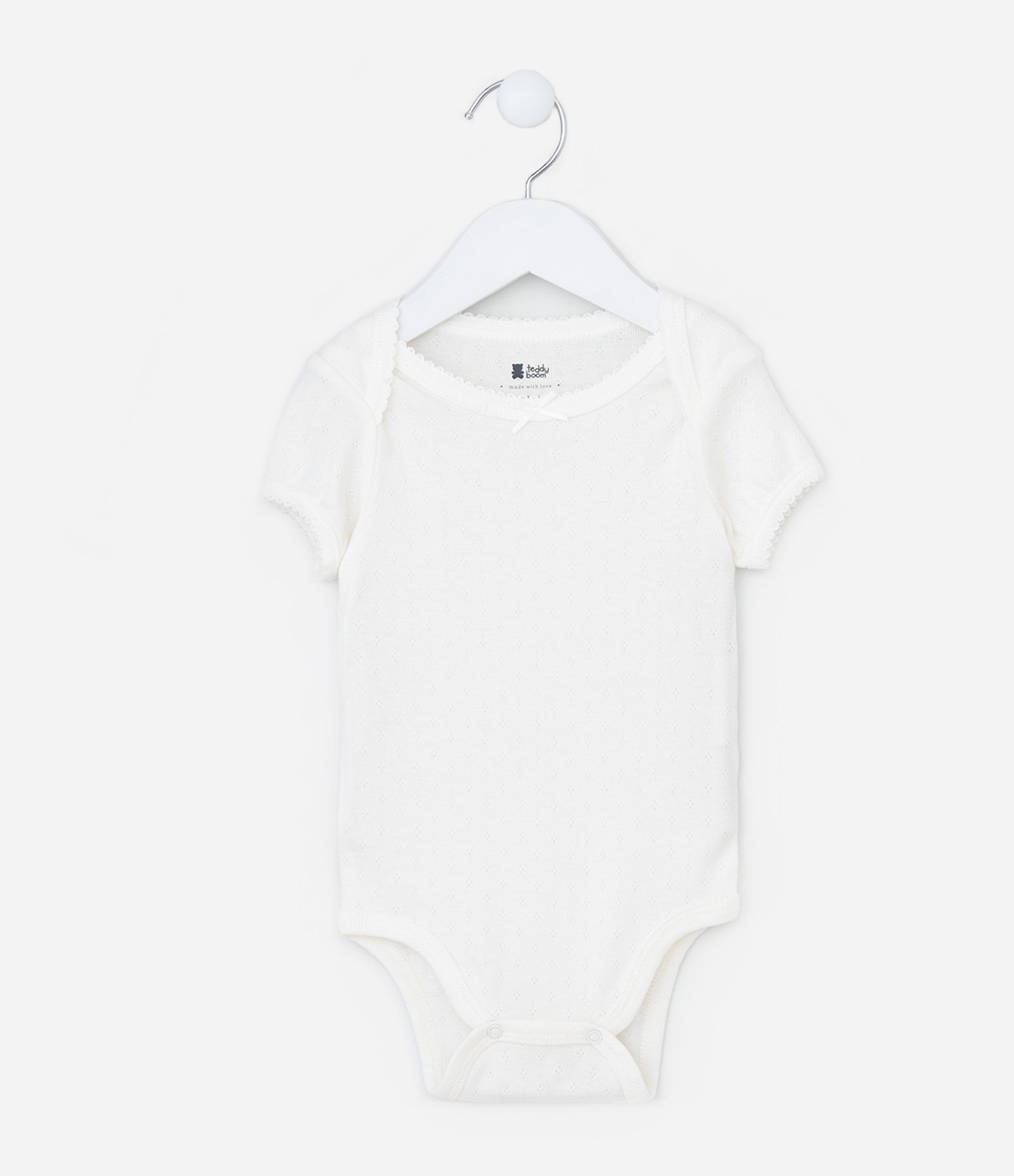 Body Infantil Texturizado em Algodão com Lacinho - Tam 0 a 18 meses Branco Neve 1