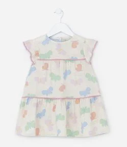 Vestido Marias Infantil com Estampa de Borboletinhas - Tam 1 A 5 Anos