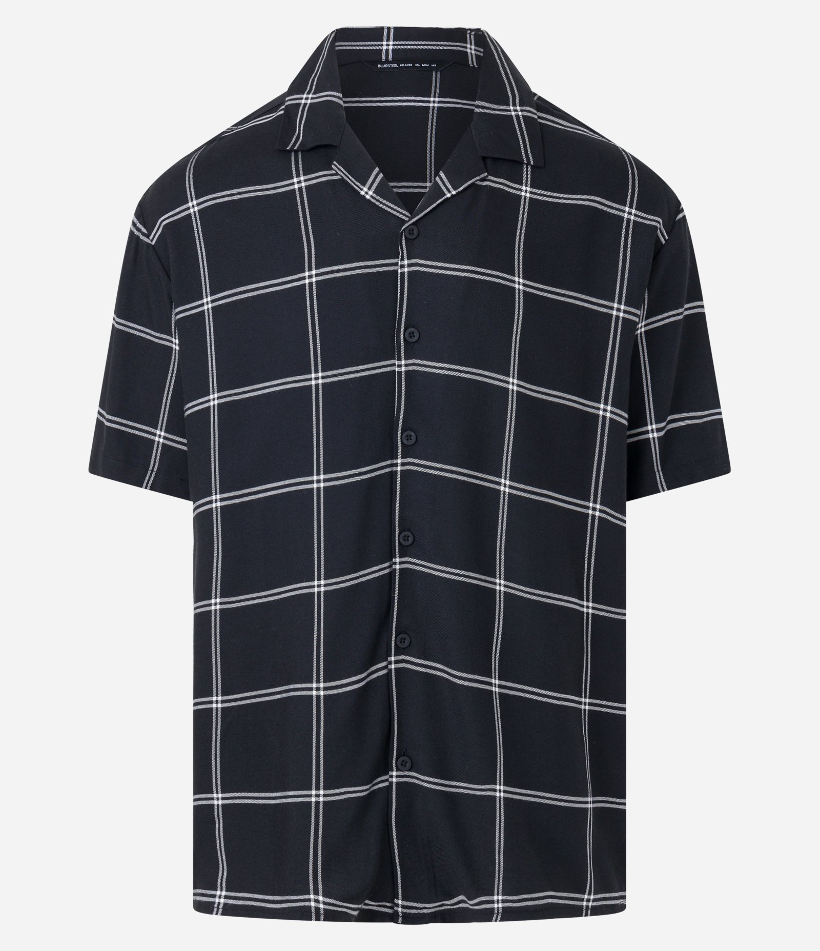 Camisa em Viscose com Botões e Estampa Xadrez Preto 6