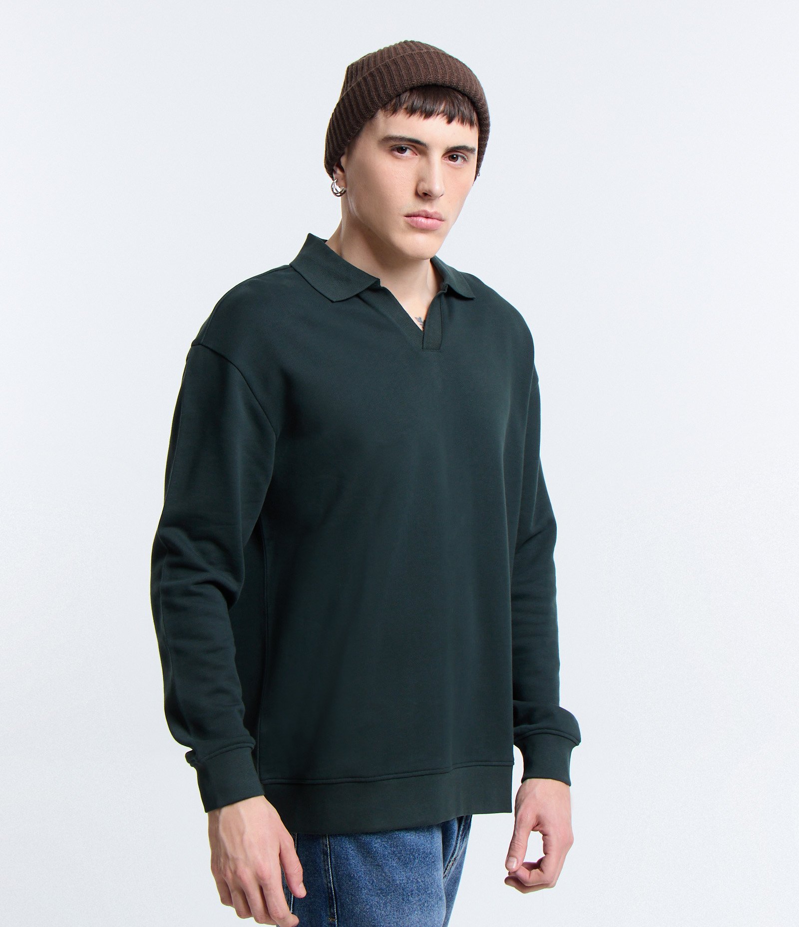 Camiseta Relaxed em Algodão com Gola Polo Verde 1