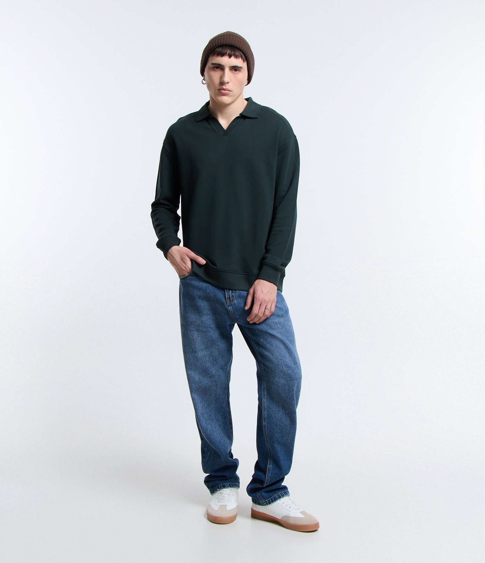 Camiseta Relaxed em Algodão com Gola Polo Verde 2