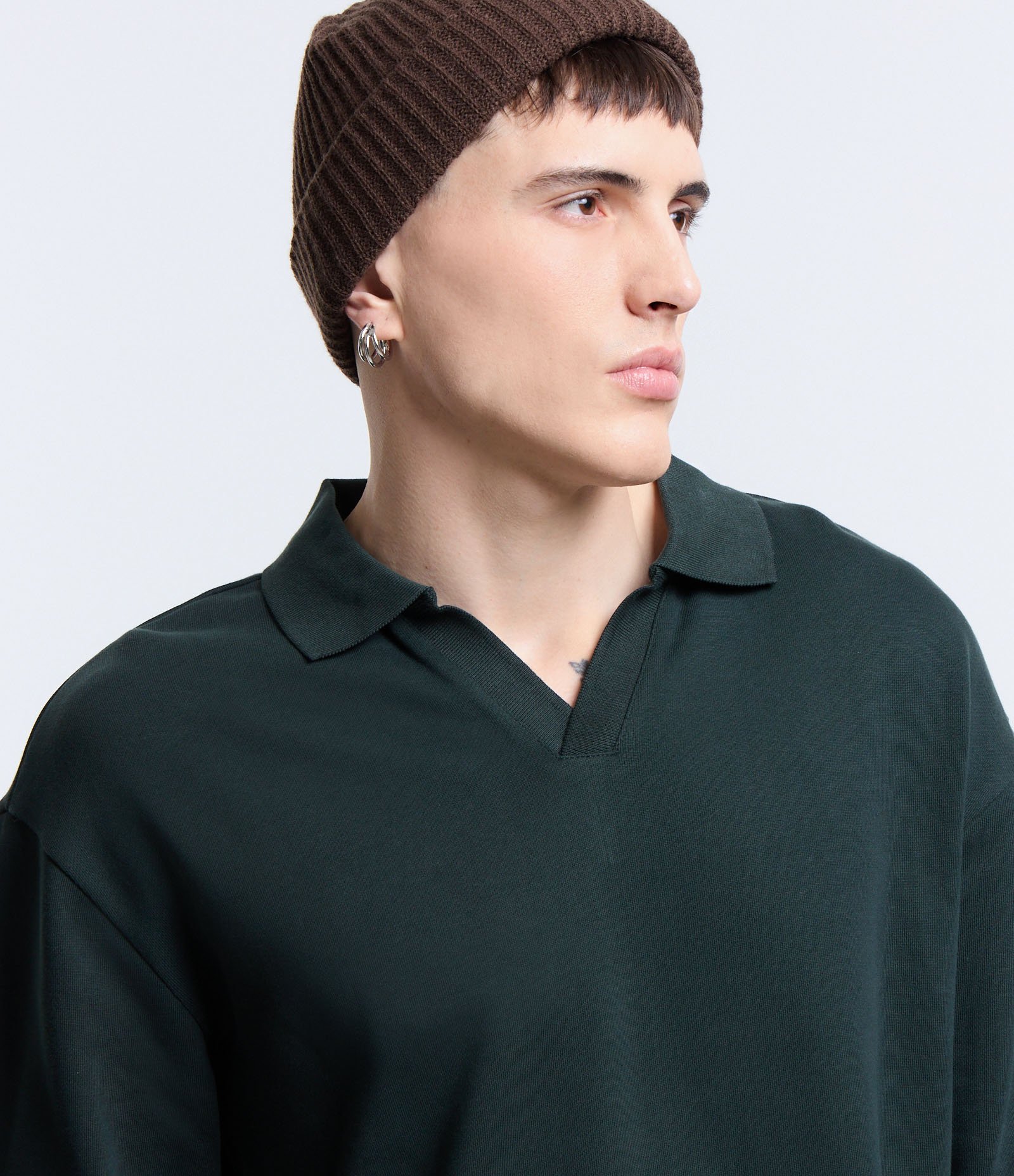 Camiseta Relaxed em Algodão com Gola Polo Verde 4