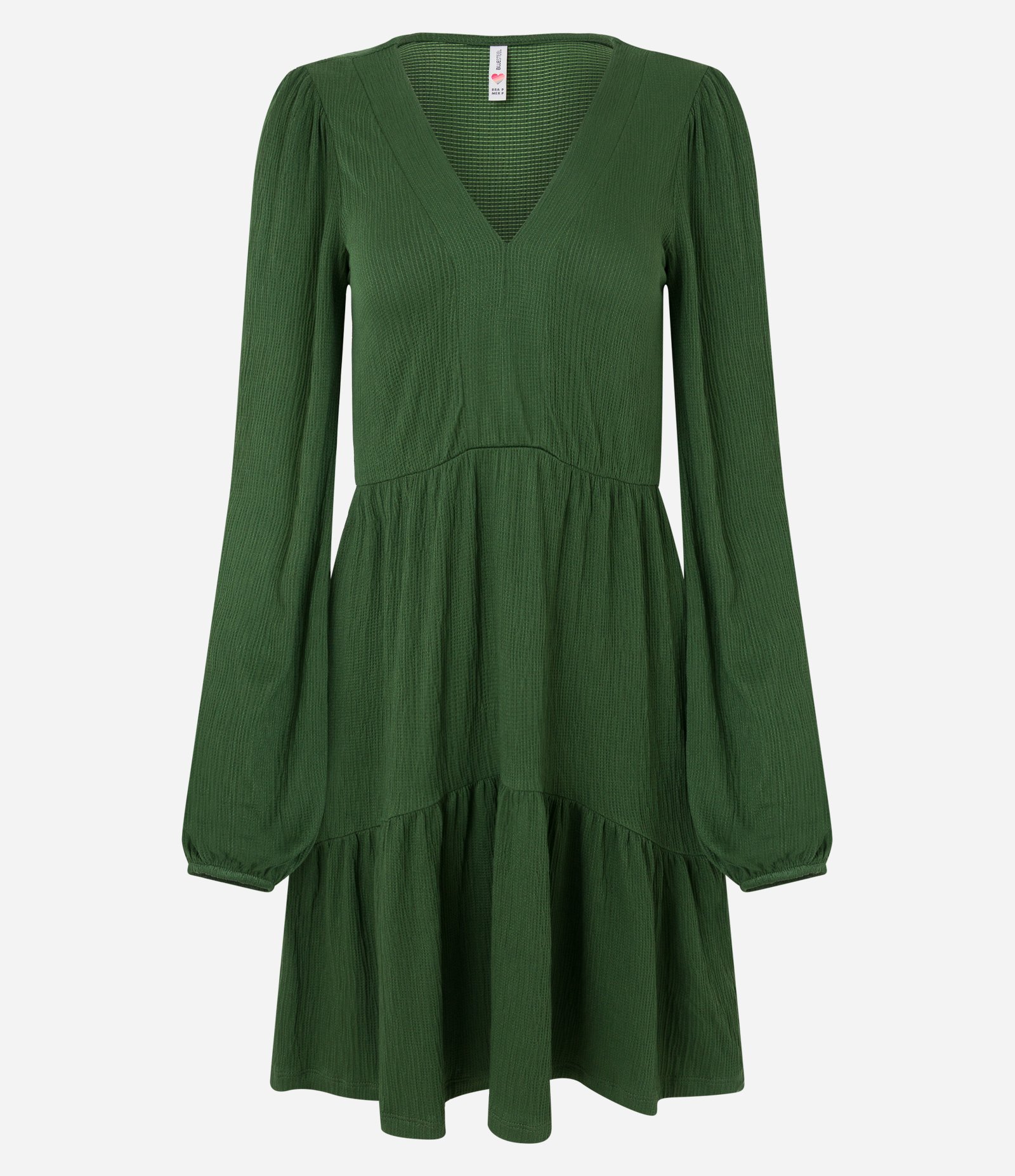Vestido Curto em Viscose Texturizada com Barra Franzida Verde 5