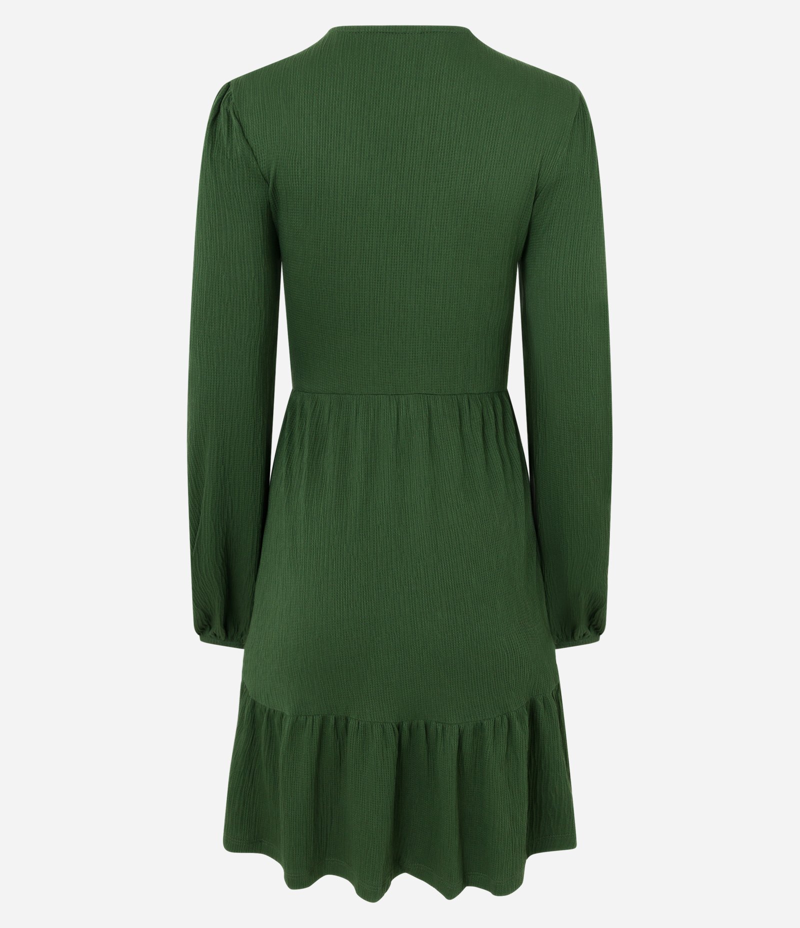 Vestido Curto em Viscose Texturizada com Barra Franzida Verde 6