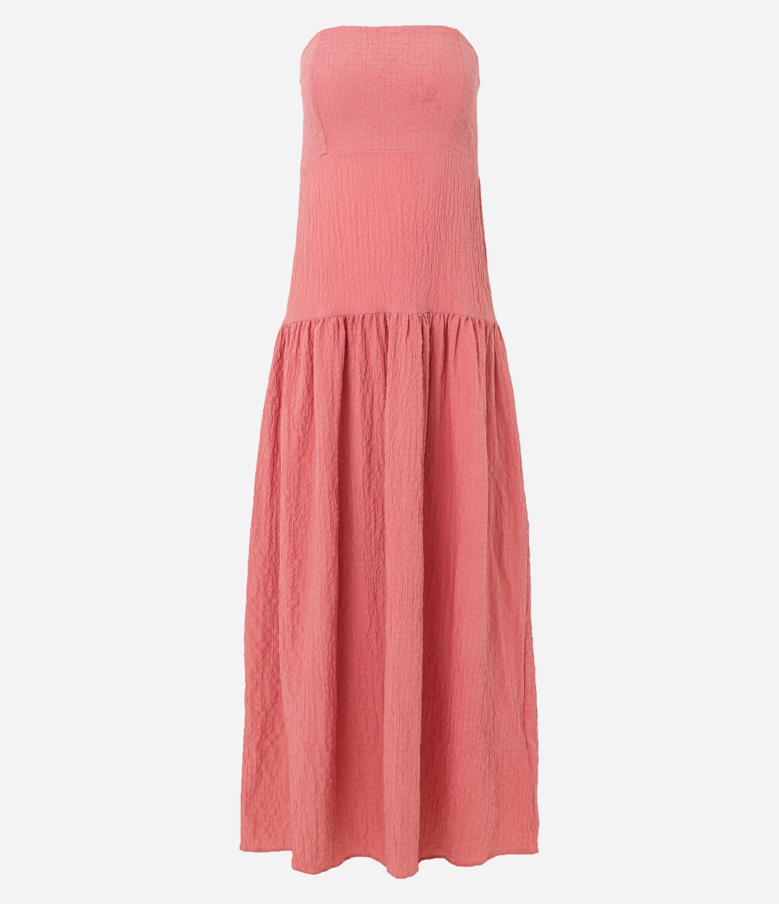 Vestido Midi com Decote Tomara que Caia e Lastex nas Costas Rosa Coral 6