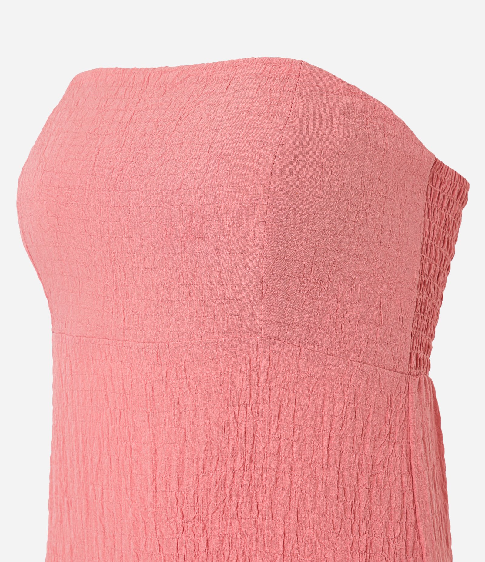 Vestido Midi com Decote Tomara que Caia e Lastex nas Costas Rosa Coral 7