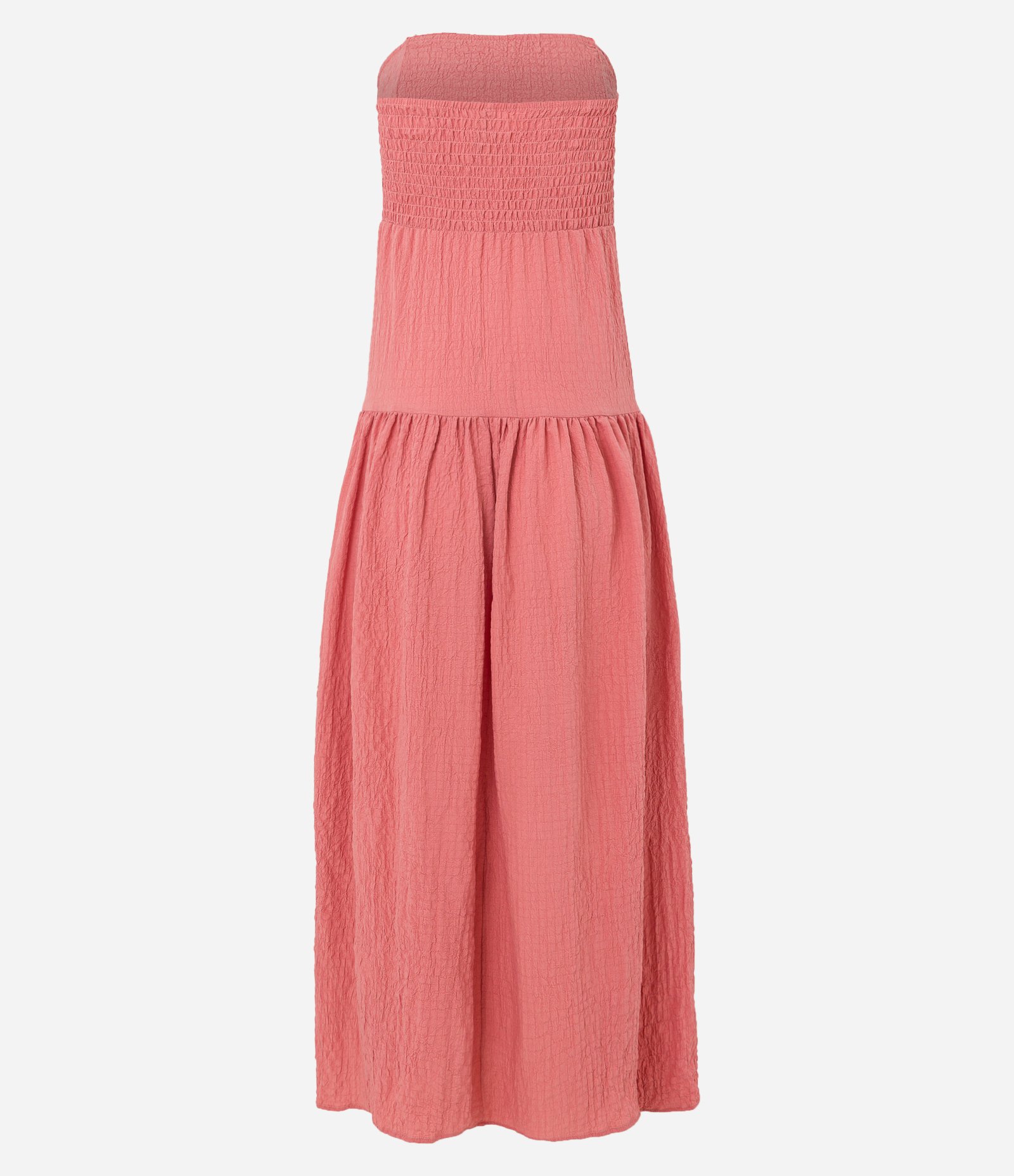 Vestido Midi com Decote Tomara que Caia e Lastex nas Costas Rosa Coral 8