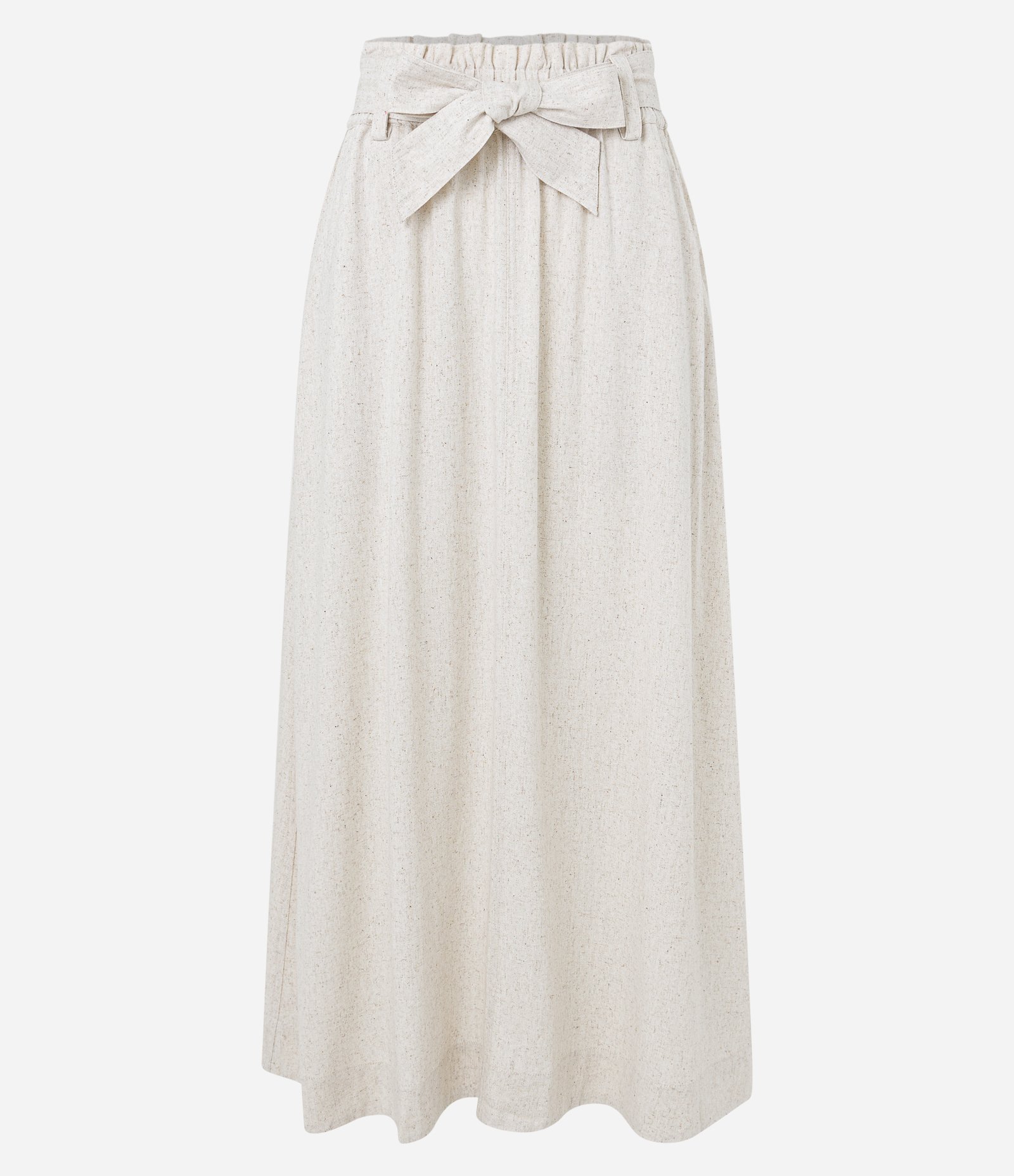 Saia Midi Clochard em Viscolinho com Cinto Faixa Off White 6