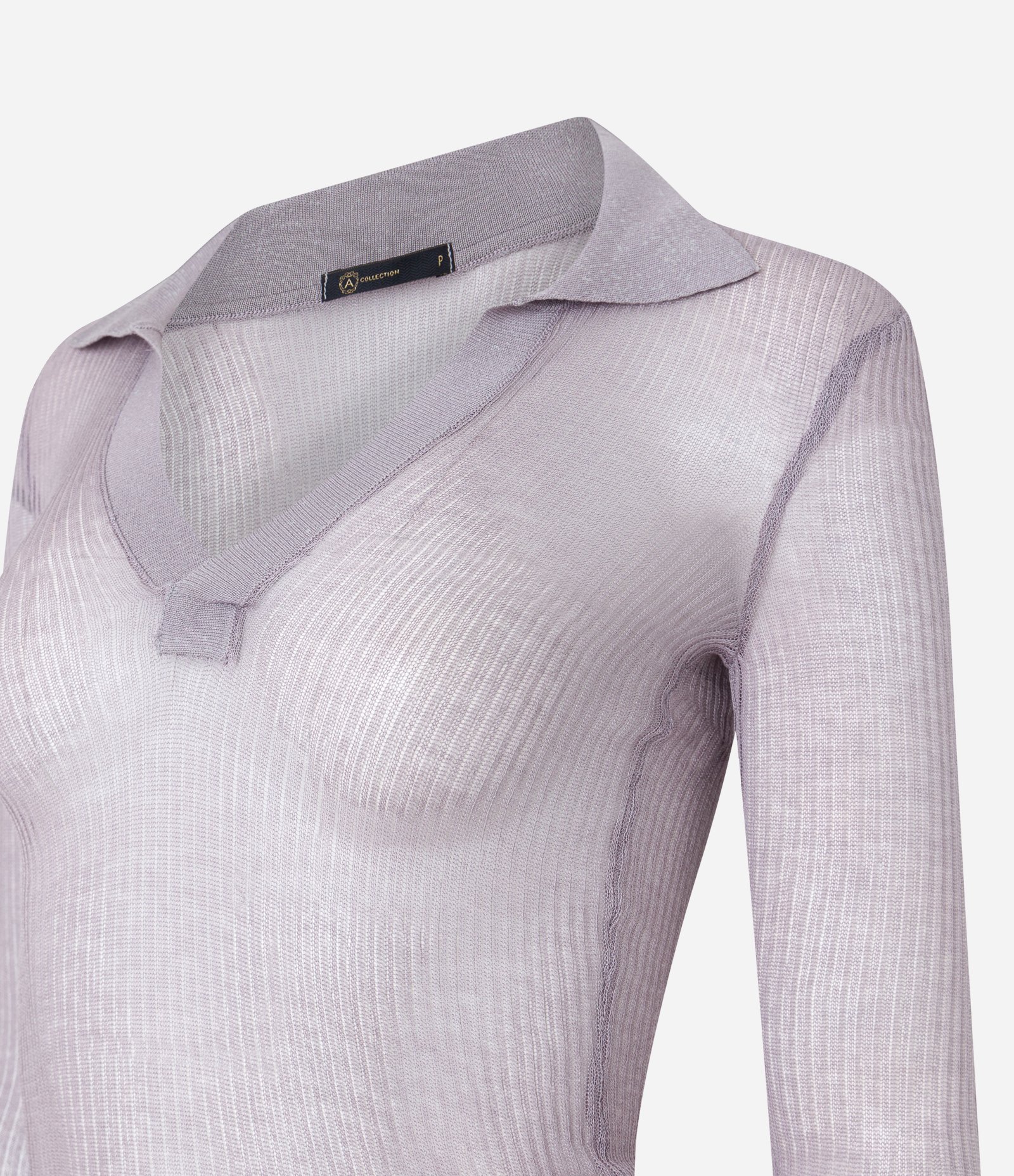 Blusa em Viscose com Gola Polo e Texturas Cinza 2