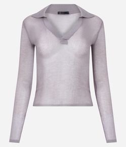 Blusa em Viscose com Gola Polo e Texturas