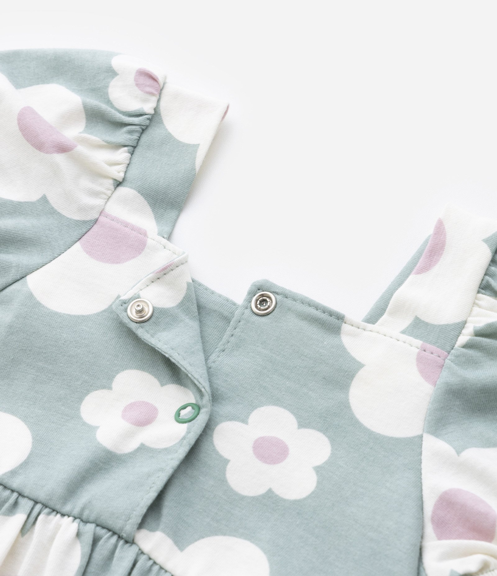 Vestido Infantil com Manga Bufante e Calcinha - Tam 0 a 18 meses Verde 6