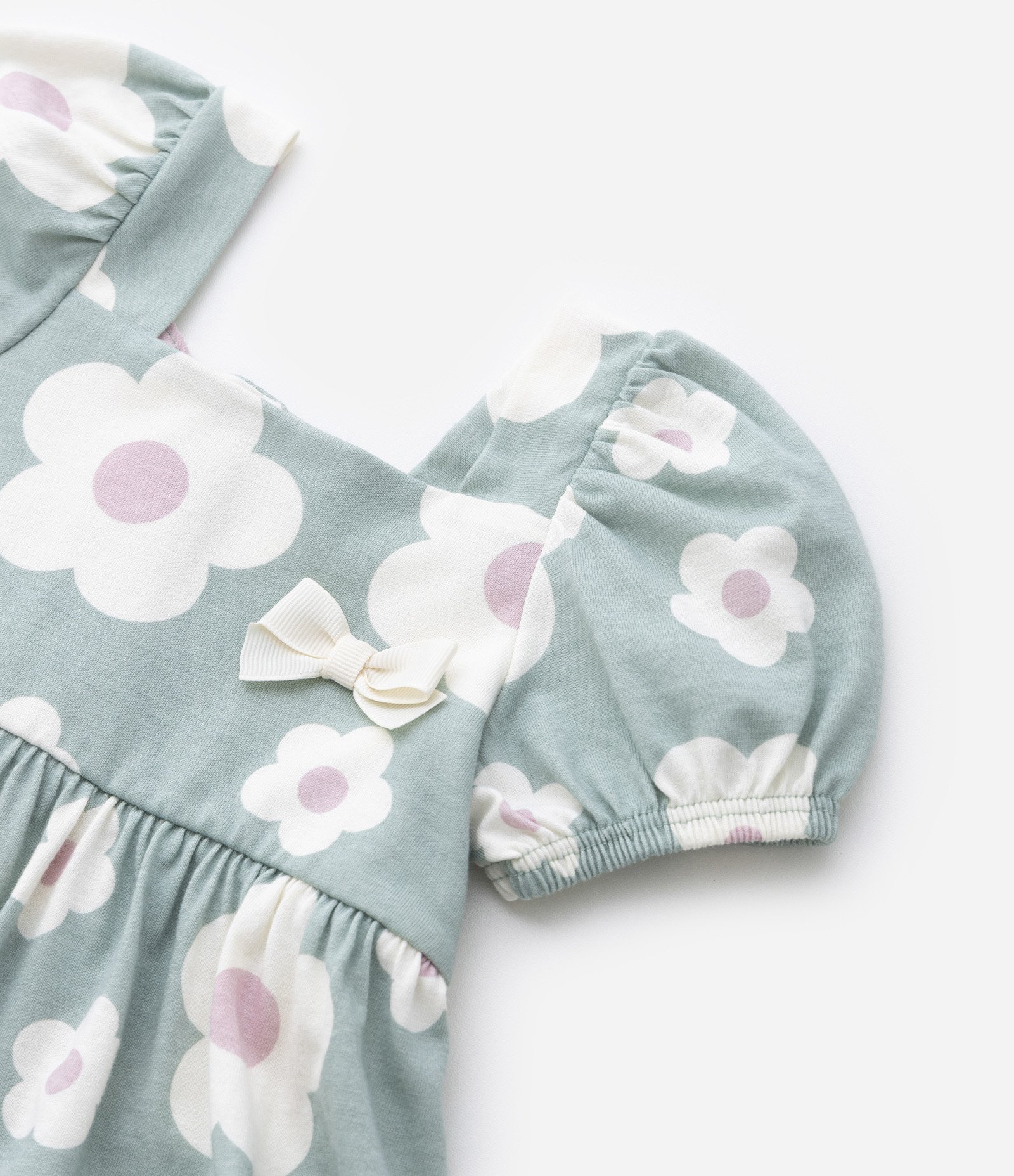 Vestido Infantil com Manga Bufante e Calcinha - Tam 0 a 18 meses Verde 8