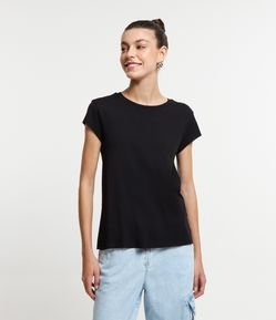Blusa Manga Curta em Ribana com Corte a Fio