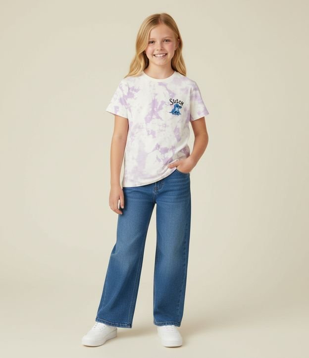 Camiseta Infantil em Meia Malha com Estampa do Stitch - Tam 5 a 14 anos