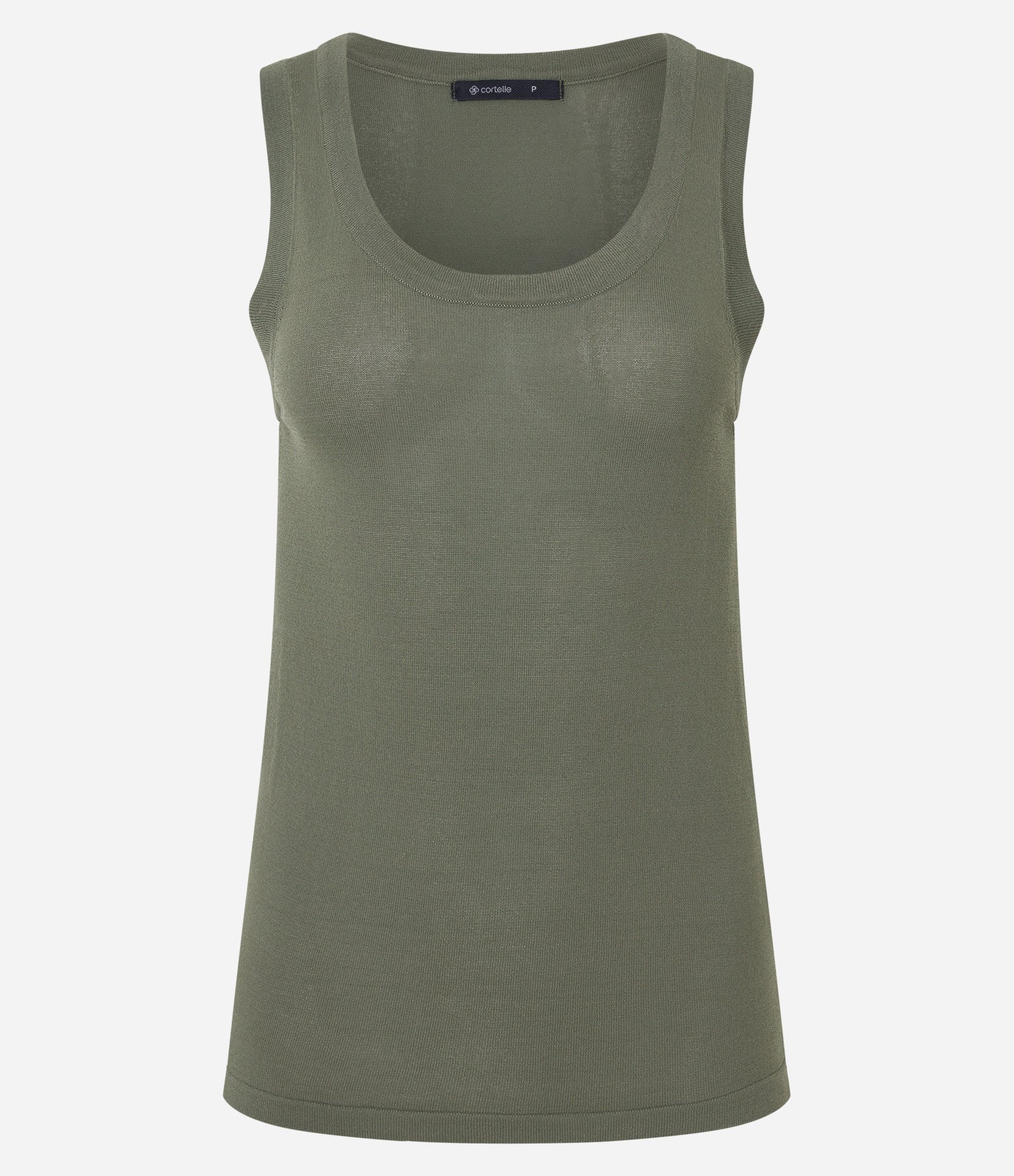 Blusa Sem Manga em Tricô Leve com Gola U Verde Oliva 5