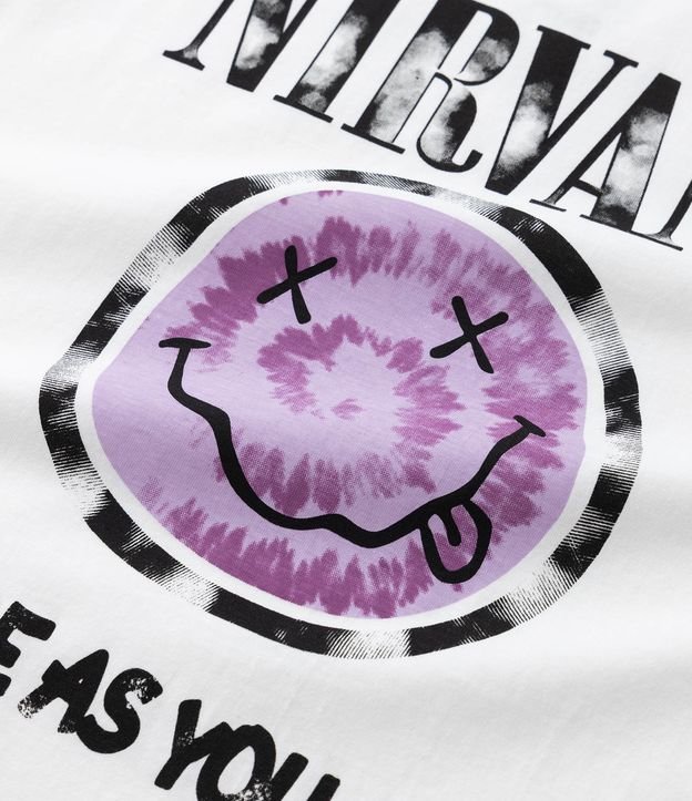 Camiseta Infantil com Estampa Nirvana - Tam 5 A 14 Anos Branco Neve 4