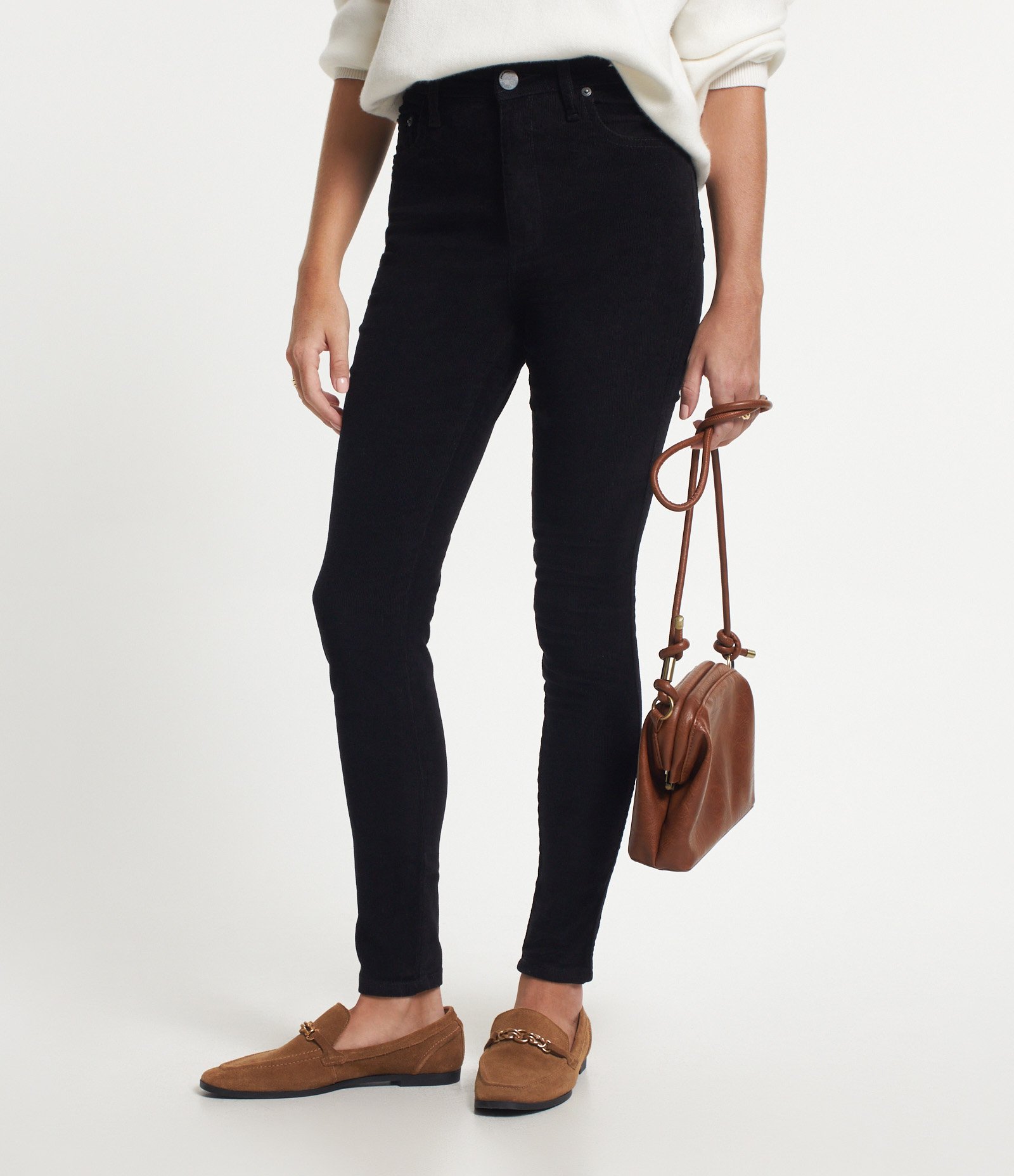 Calça Skinny em Veludo Cotelê Preto 3