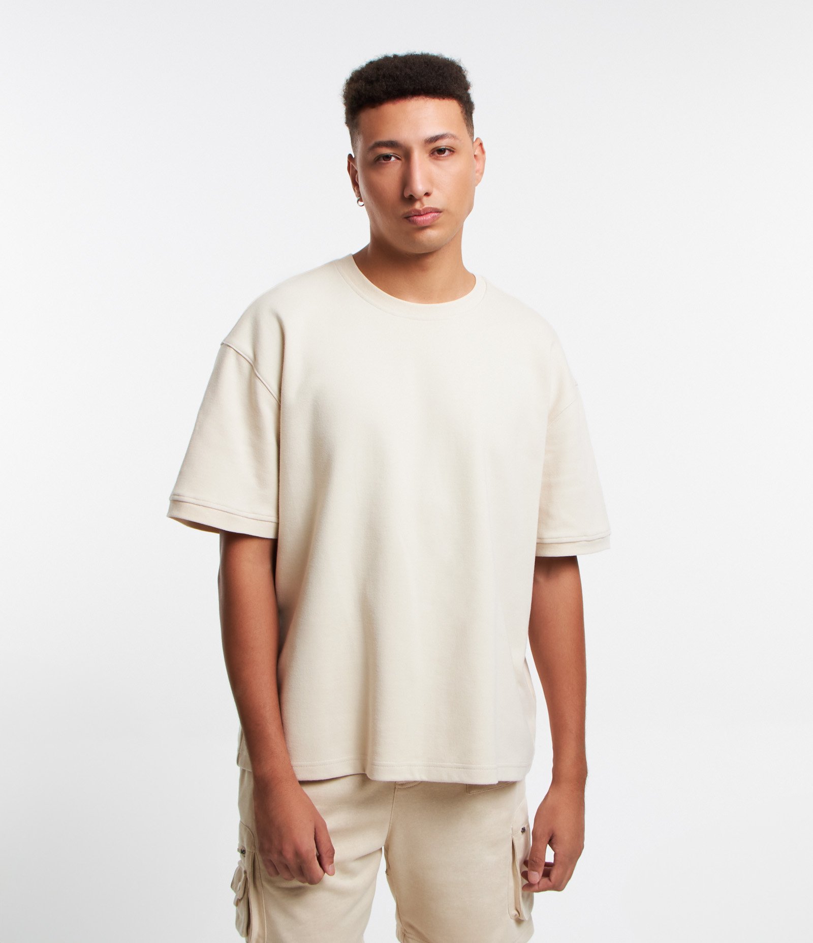 Camiseta Manga Curta em Moletinho Off White 1