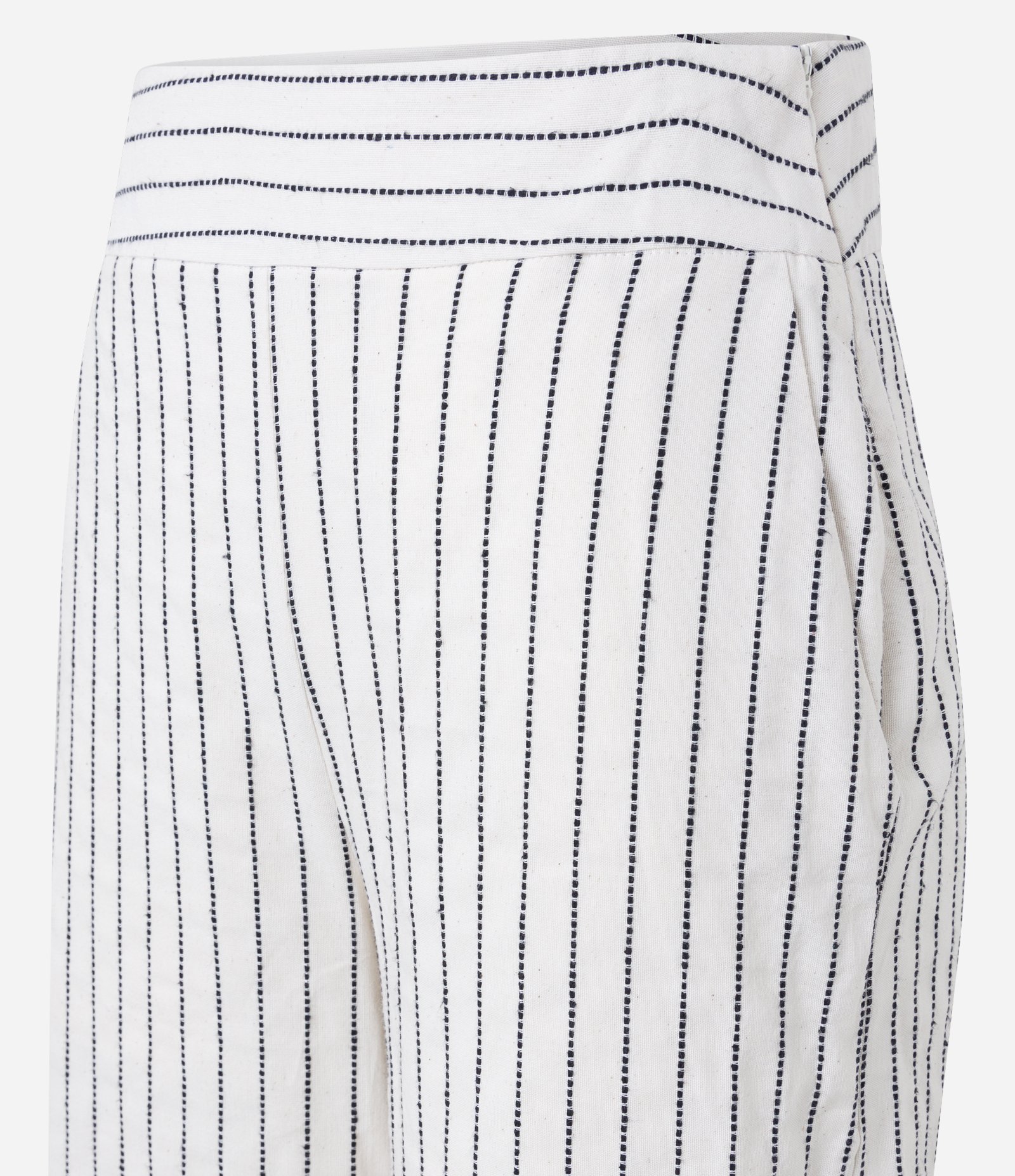 Calça Pantalona em Tricoline com Zíper na Lateral do Cós e Estampa Listrada Branco Neve 7