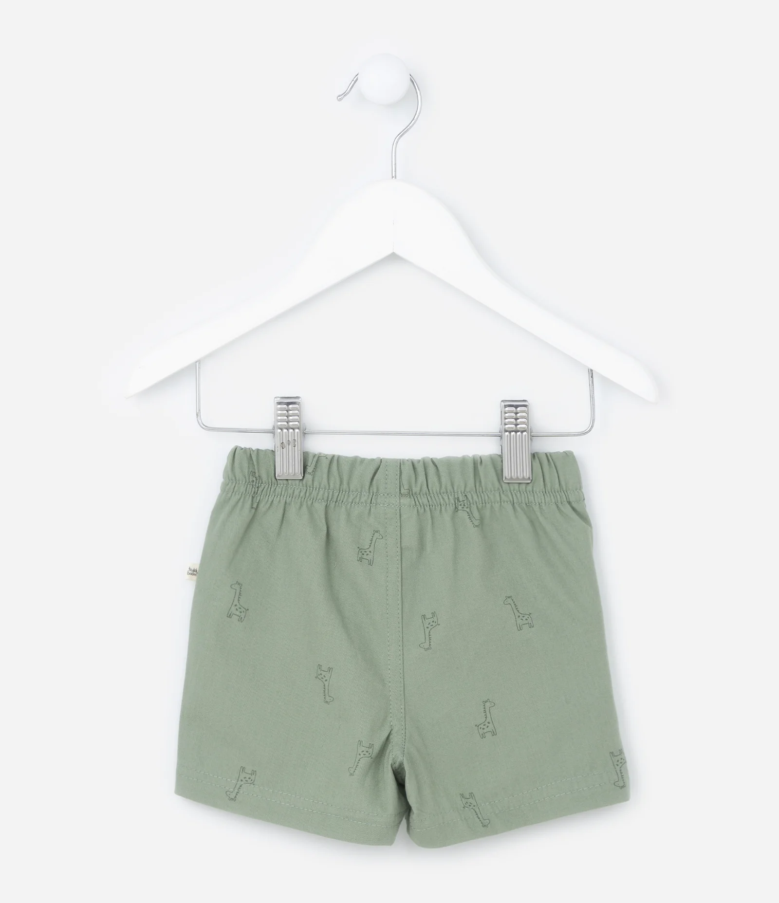 Bermuda Infantil em Sarja com Estampa de Mini Girafas - Tam 0 a 18 meses Verde 2