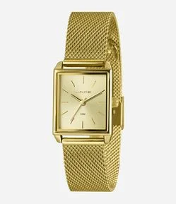 Relógio de Metal Lince Feminino Analógico com Caixa de Metal e Pulseira de Aço LQG4766L25 C1KX