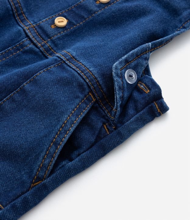 Jardineira Curta Infantil em Jeans com Botões - Tam 3 a 18 meses Azul 4