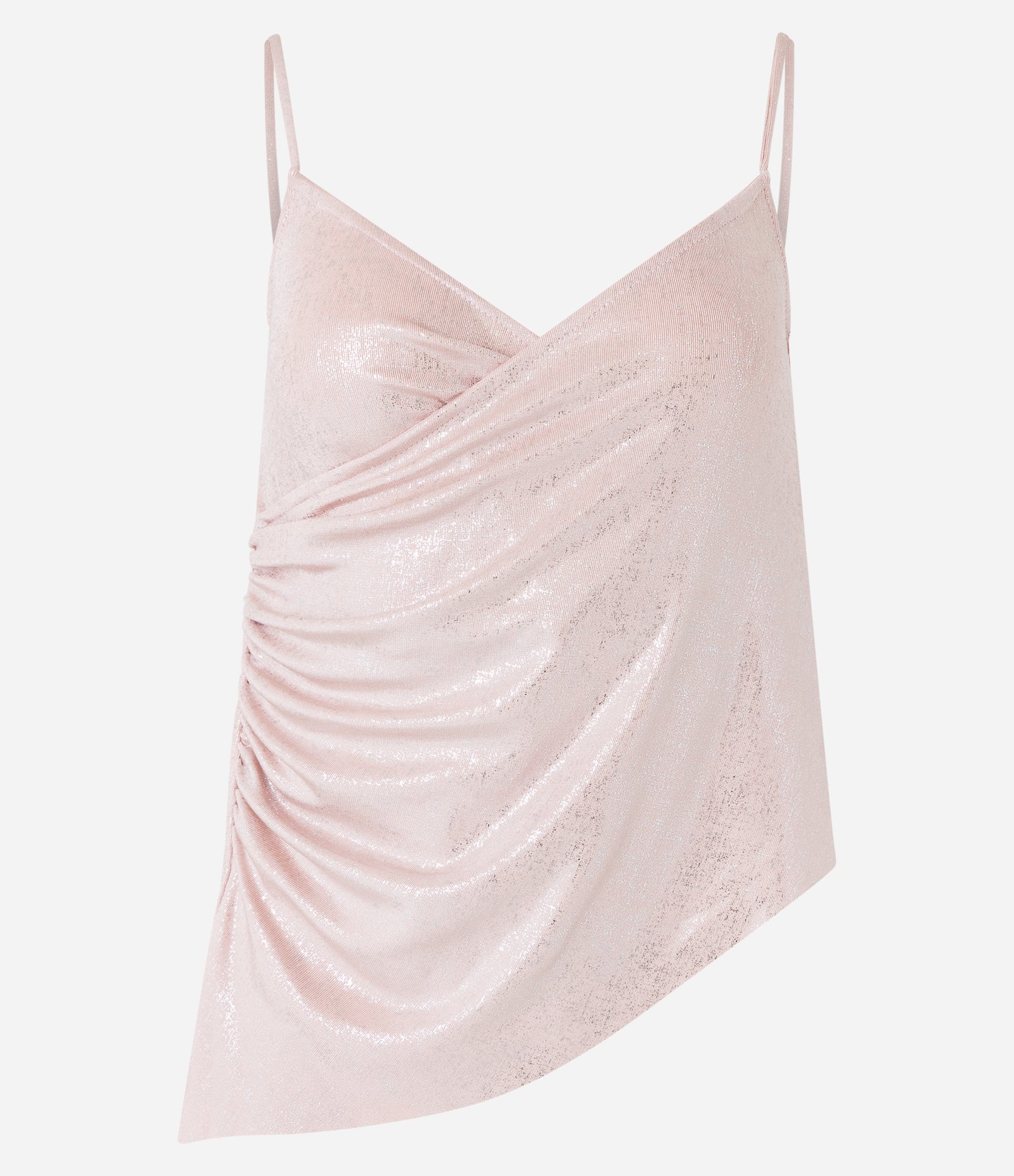 Blusa em Meia Malha Metalizada com Decote Transpassado Rosa 5