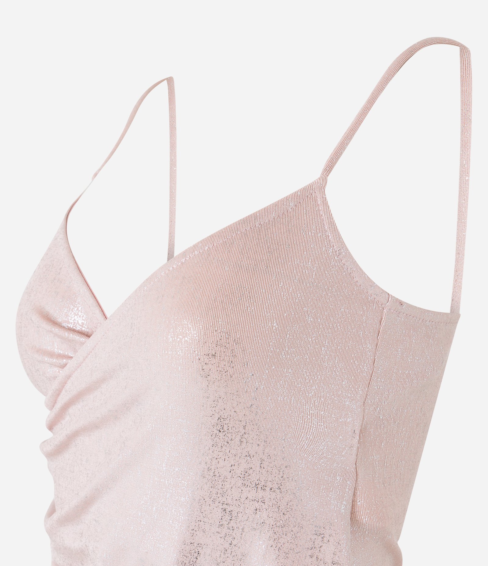 Blusa em Meia Malha Metalizada com Decote Transpassado Rosa 6