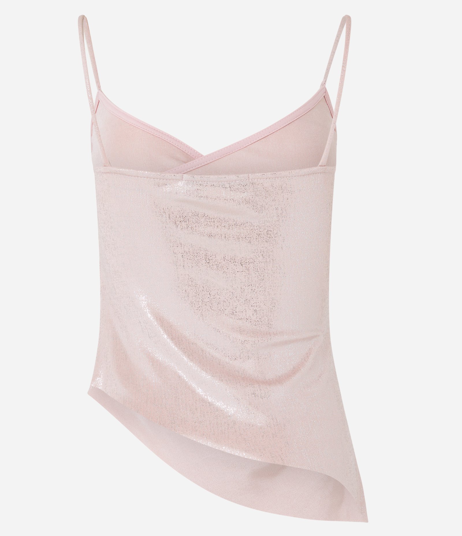 Blusa em Meia Malha Metalizada com Decote Transpassado Rosa 7